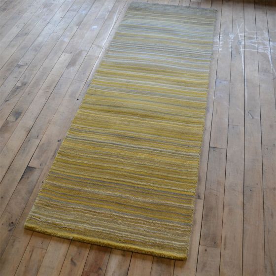 Fine Stripes Wool Hallway Runner in Ochre