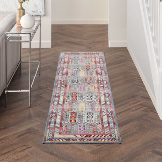 Vintage Kashan Traditional Runner Rugs VKA06 by Nourison in Grey Multi