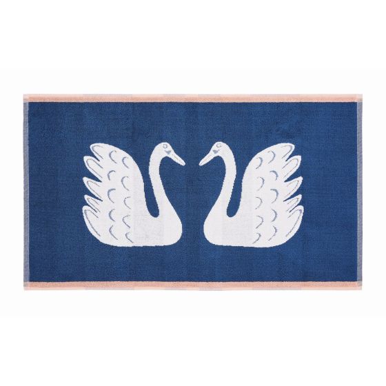 Swim Swam Swan Bath Mat by Scion in Denim Blue