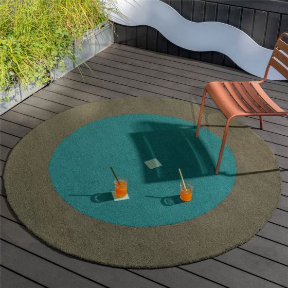 Habitat Festival Round Indoor Outdoor Rug 496308 by Brink & Campman in Aqua Blue