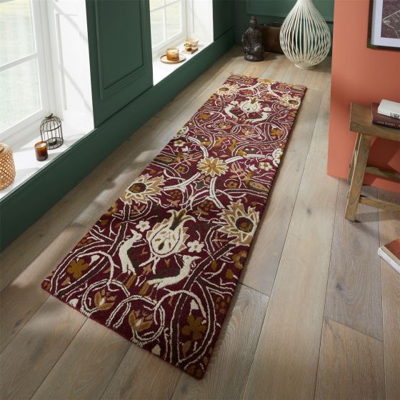 Bullerswood Runner Rugs 127300 in Red Gold By William Morris