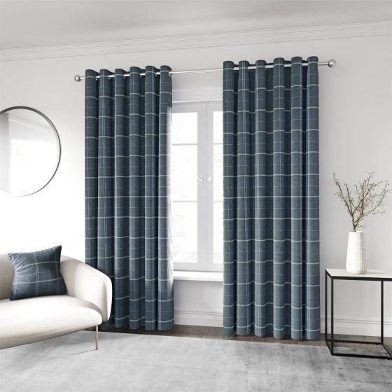 Harper Check Curtains by Helena Springfield in Navy Blue