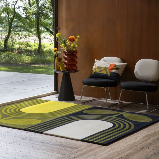 Striped Tulip Wool Rugs 160307 by Orla Kiely in Seagrass Green