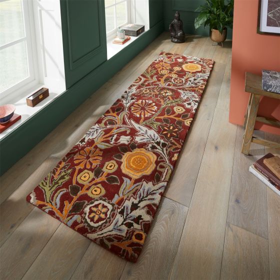 Wilhelmina Floral Runner Rugs 127400 in Russet by William Morris