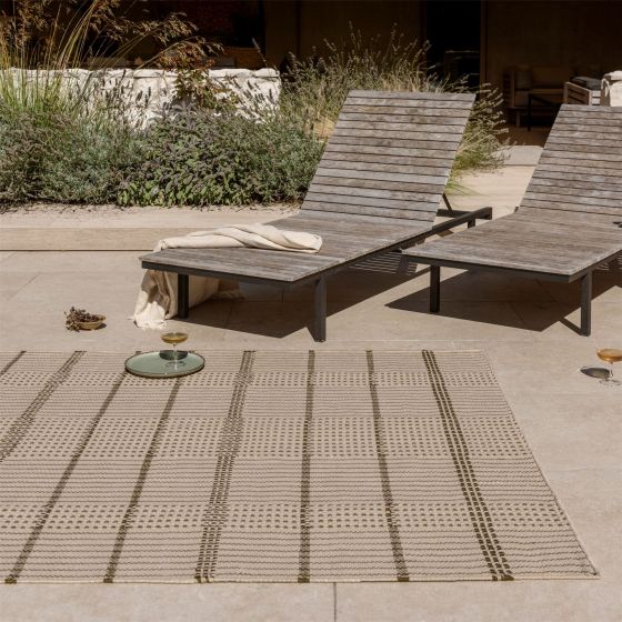 Zona Stitch Indoor Outdoor Rug 495707 by Brink & Campman in Olive Green