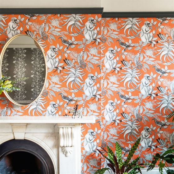 Savuti Wallpaper 1001 by Cole & Son in Tangerine Orange