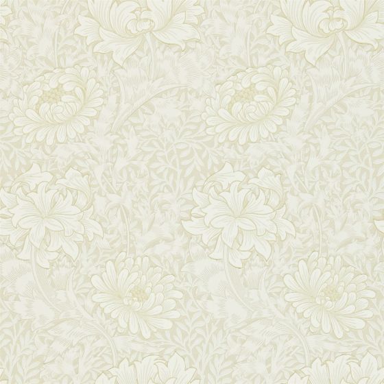 Chrysanthemum Wallpaper 212546 by Morris & Co in Chalk White