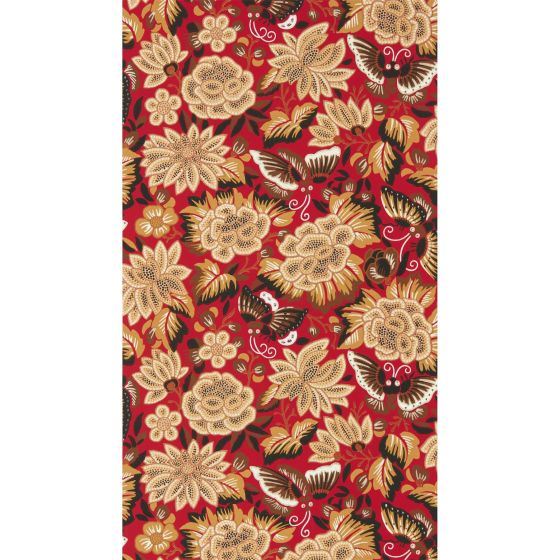 Amara Butterfly Wallpaper 217116 by Morris & Co in Cinnabar Red Ink Black