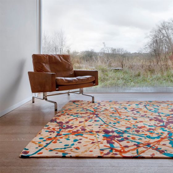 Louis De Poortere Designer Expression Rugs in 9221 Orange Drip