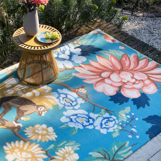 Sapphire Garden Indoor Outdoor 438708 Rugs by Wedgwood in Teal