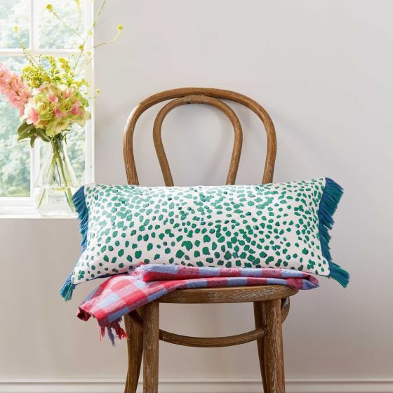 Pheasant Floral Cotton Cushion by Joules in Multi