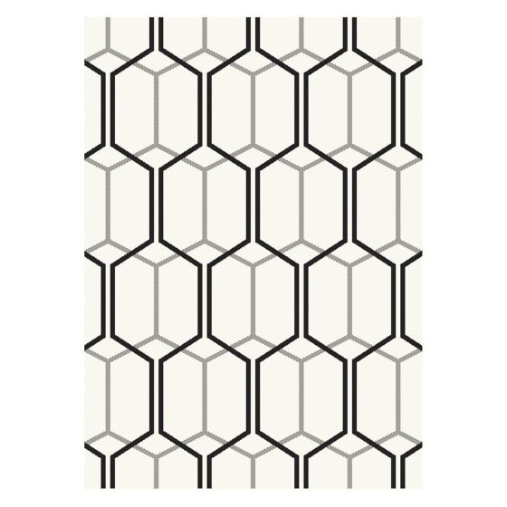 Patio Geometric PAT08 Hexagon Outdoor Rugs in Ivory White