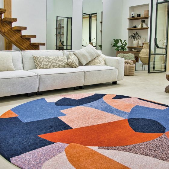 Louis De Poortere Designer Shapes Round Rugs in 9368 Carpe Diem