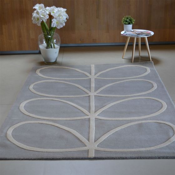 Giant Linear Stem Modern Wool Rugs 59404 in Grey by Orla Kiely