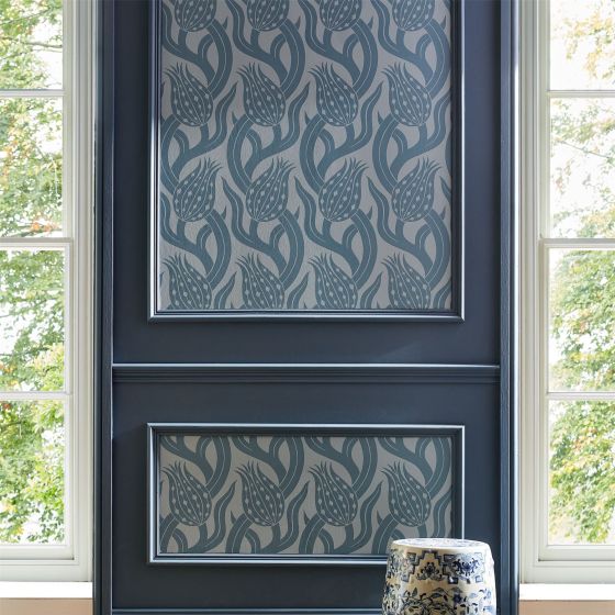 Persian Tulip Wallpaper 312997 by Zoffany in Blue Stone