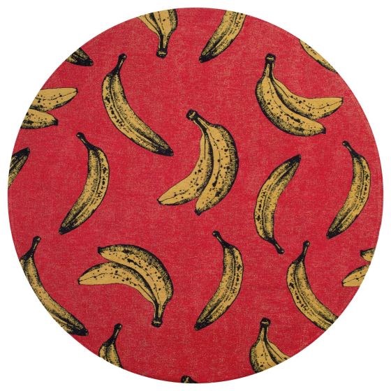 Louis De Poortere Designer Banana Round Rugs in 9392 Miami Red