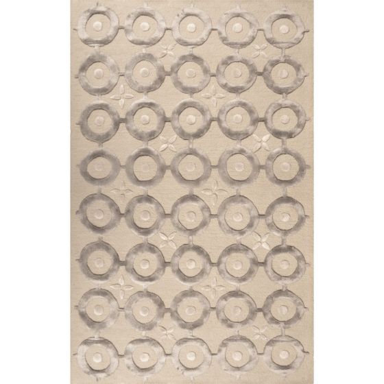 Madoka Geometric Wool Rug By William Yeoward in Cloud Grey