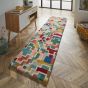 Estella Tetris Geometric Wool Runner Rugs in 89605 Multi