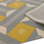 Reef RF01 Motif Geometric Runner Rugs in Yellow Grey