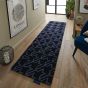 Houndstooth 162808 Wool Runner Rugs by Ted Baker in Dark Blue