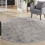 Rustic Textures RUS01 Abstract Circle Rugs in Ivory Silver Grey