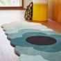 Optical Flower Wool Rugs 061207 in Teal By Designer Orla Kiely