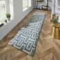 Intaglio Geometric Wool Runner Rugs 37201 Blue by Wedgwood