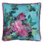 Bouquet De Roses Cushion by Designers Guild in Turquoise Blue