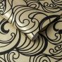 Hula Swirl Guilded Wallpaper 105272 by Graham & Brown in Gold Black