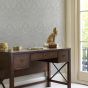 Heraldic Damask Wallpaper 113410 by Laura Ashley in Slate Grey