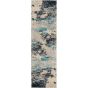 Celestial Abstract Hallway Runner Rug CES02 In Ivory Blue by Nourison