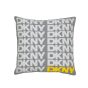 Logo Printed Cotton Cushion by DKNY in Grey Yellow