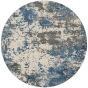 Rustic Textures RUS08 Abstract Circle Rugs in Grey Blue