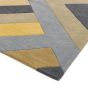 Reef Big Zig RF02 Geometric Wool Runner Rugs in Yellow Grey