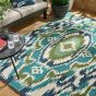 Ixora Indoor Outdoor Rugs 442007 in Emerald Palm Chartreuse