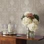 Josette Damask Wallpaper 113378 by Laura Ashley in White Dove Grey