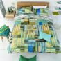 Achara Geometric Duvet Cover and Pillowcase in Azure Blue By Designers Guild Bedding