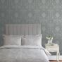 Josette Damask Wallpaper 113383 by Laura Ashley in Steel Grey