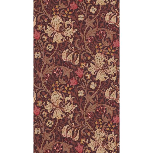 Golden Lily Wallpaper 210402 by Morris & Co in Fig Burnt Orange