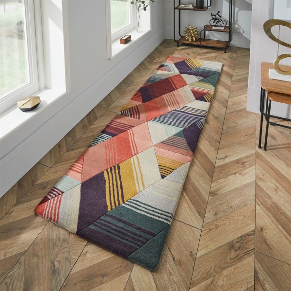 Arccos Geometric Runner Rugs 40205 in Neptune by Harlequin