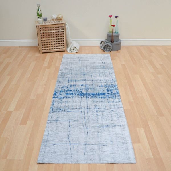 Mad Men Griff 8421 Abstract Runner Rug in Bronx Azurite by Louis De Poortere