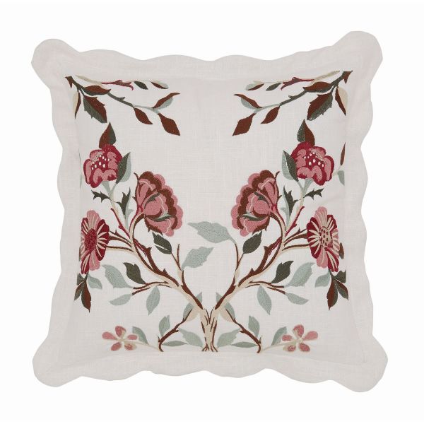 Brophy Embroidery Cotton Cushion by Morris & Co in Green