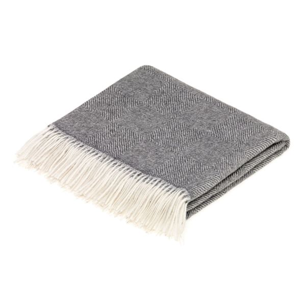 Lana Alpaca Fleece Diamond Herringbone Throw by LuxeTapi in Grey