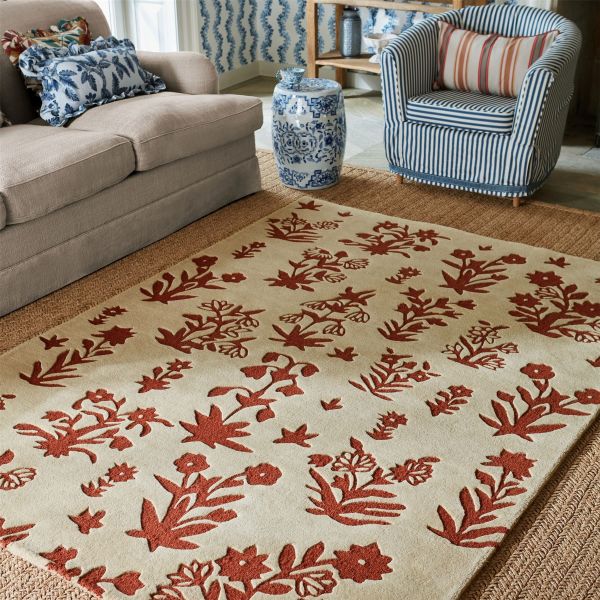 Woodland Glade Wool Rug 146801 by Sanderson in Linen Russet Brown