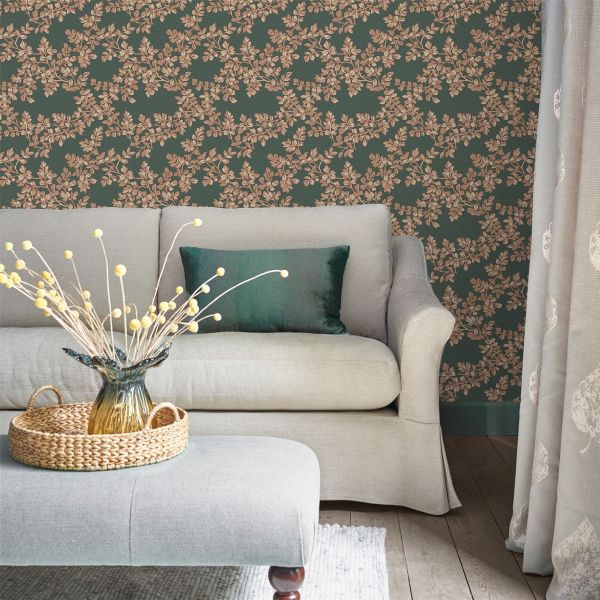 Burnham Botanical Wallpaper 114902 by Laura Ashley in Fern Green