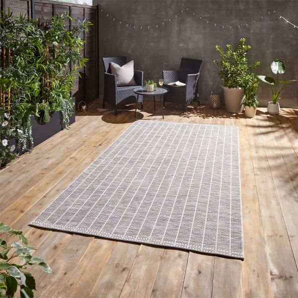 Santa Monica A041 Indoor Outdoor Stripe Rug in Beige