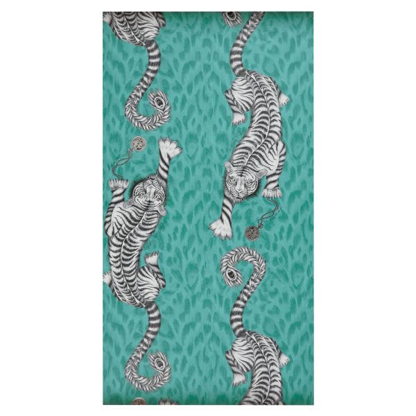 Tigris Wallpaper W0105 01 by Emma J Shipley in Teal Green