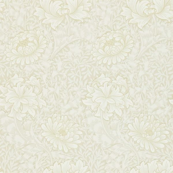 Chrysanthemum Wallpaper 212546 by Morris & Co in Chalk White