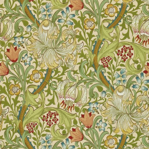 Golden Lily Wallpaper 216858 by Morris & Co in Pale Biscuit