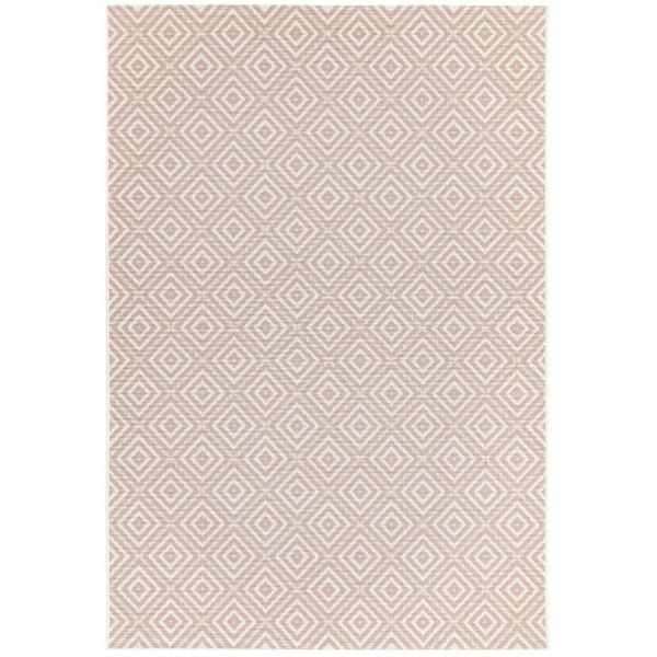 Patio Geo Diamond PAT13 Outdoor Rugs in Pink White